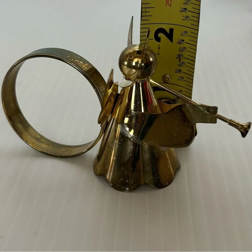 Vintage Christmas Gold Tone Angel Napkin Ring Holders  Lot of 8